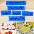 6pcs/set Handwriting Fondant Cake Embosser Plastic Letters Mold Happy Birthday Best Wishes Anniversary Dough Cutter Cookie Tools