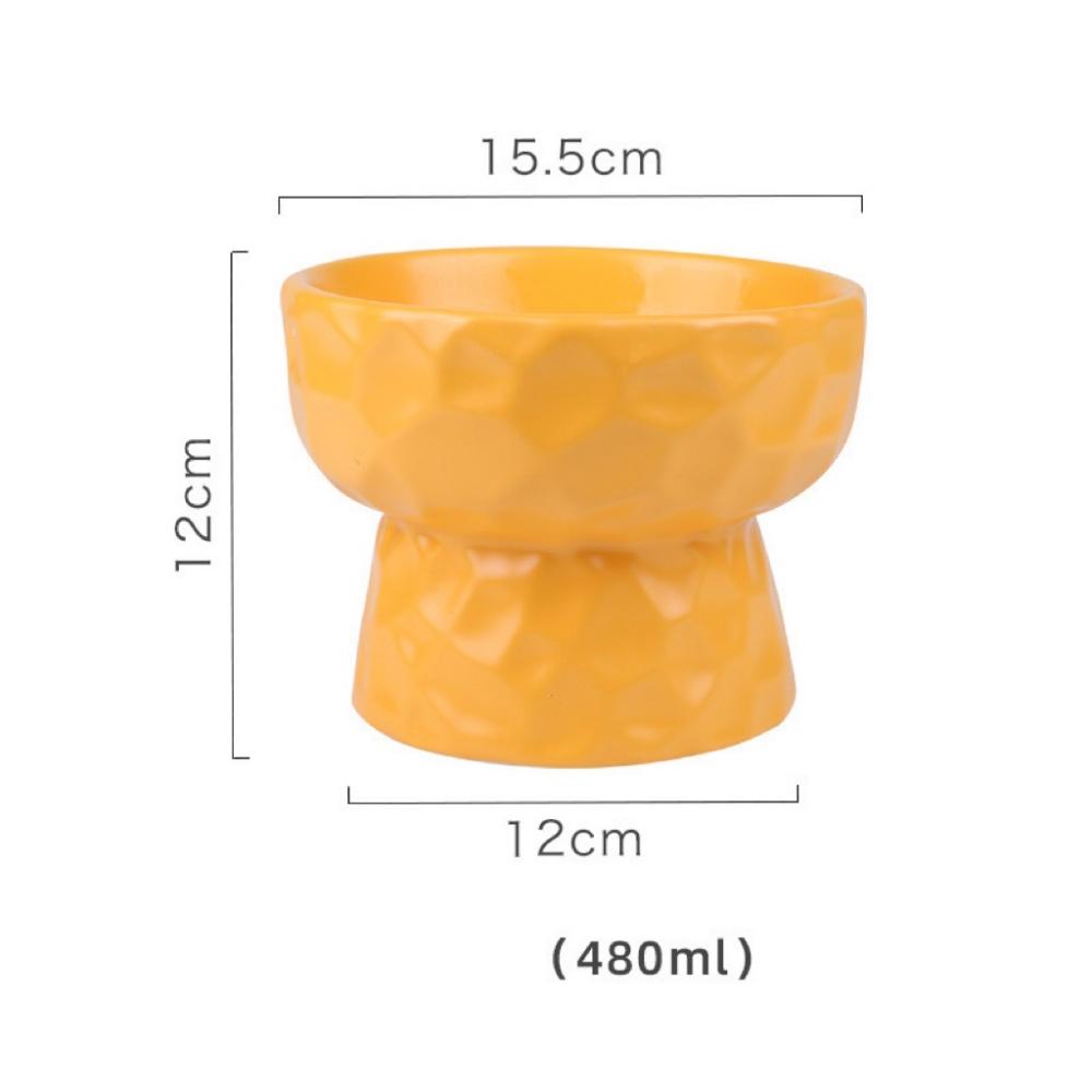 Ceramic Bevel Slant Pets Water Neck Protection Bowls