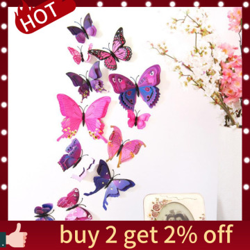 Home Decor Purple Curtain buckle 12Pcs/Pack Curtain Home Decor Butterfly Shape Sticker Pin decoration art mar28