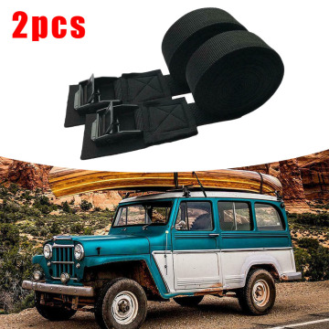 1 Pair Straps Car Roof Rack Buckle Lashing Luggage 300cm X 2.5cm Black