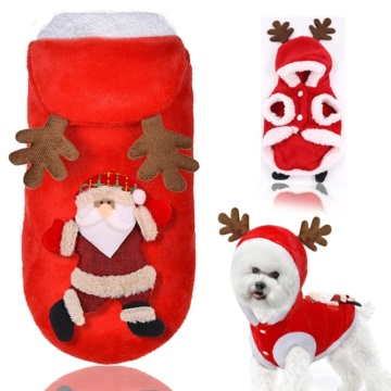 Pet Dog Christmas Jacket Dog Clothes Winter Warm Thick Cute Cartoon Small Puppy Dog Cloth Costume Dress Puppy Kitten Costume