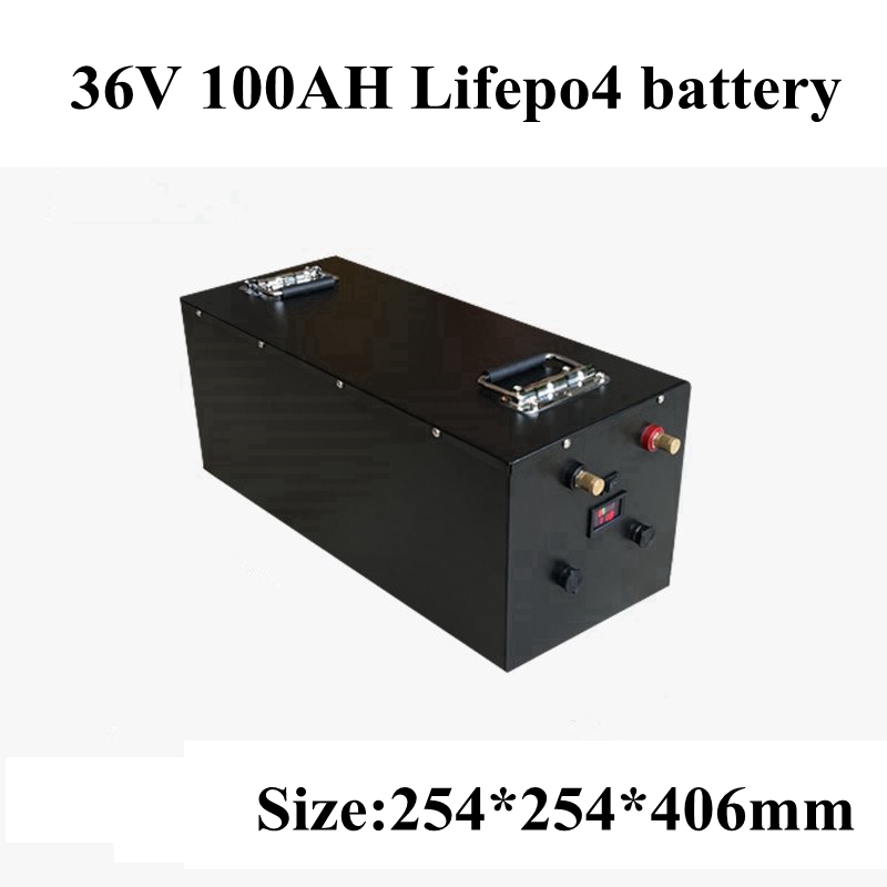 Waterproof 36V 100Ah Lifepo4 Lithium Battery BMS with Bluetooth for E Moped Bike Scooter Tricycle UPS Vehicle+10A Charger
