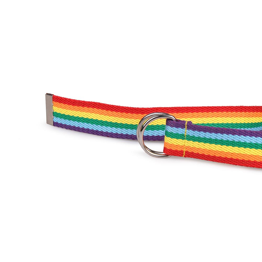 Korean Fashion Double Buckle Belt for Women Harajuku Streetwear Rainbow Canvas Waistband Ulzzang Female Long Waist Belts 150cm