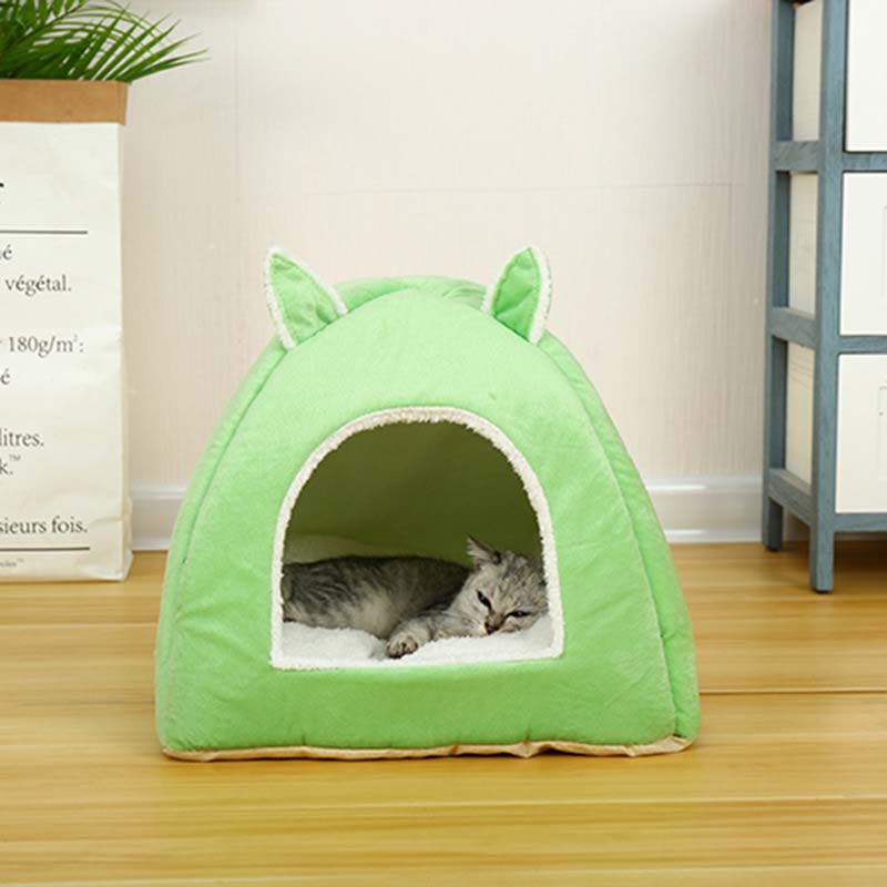 Cat Bed Foldable Warming for Indoor Cats Dog House with Removable Mattress Puppy Cage Lounger Cat tent