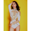 Fashion Women Performance Clothing Dj Female Singer Combination Ds Costume Hollow Long Sleeve Sexy Bodysuit Jazz Dance Wear