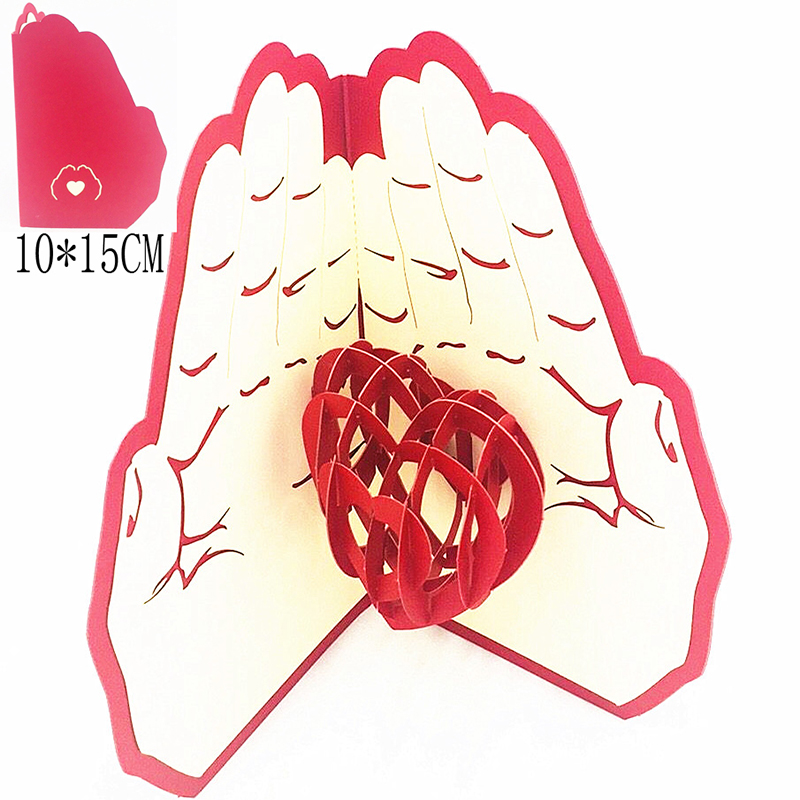 Love In Hand 3D Pop Up Card Laser Cut Gifts Greeting Cards With Envelope Handmade Valentines Day Wedding lnvitation Anniversary