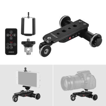 Andoer PPL-06S Pro Aluminum Alloy Motorized Video Camera Dolly Track Slider+Phone Holder for GoPro Hero 7 Canon Sony DSLR Camera