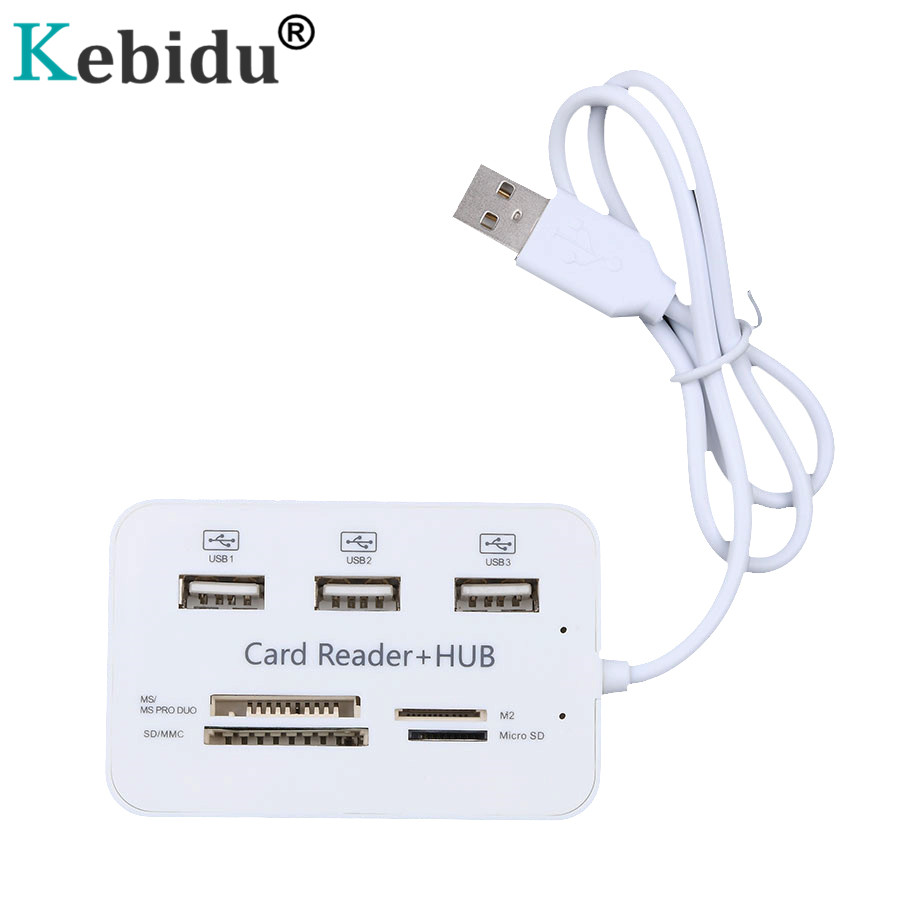 Kebidu USB Hub 3 Ports HUB Splitter HUB 2.0 With SD/TF/M2 Card Reader For i8 Keyboard PC Laptop Camera Micro SD Card