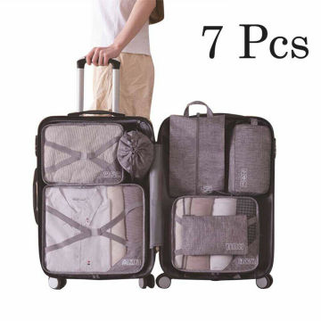 7PCS Packing Cubes Rolling Luggage Sets Storage Travel Bags Organiser Travel Compression Suitcase Bags