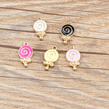 MRHUANG 10pcs Lovely Candy Lollipop Enamel Charms Alloy Pendant fit for bracelet DIY Fashion Jewelry Accessories