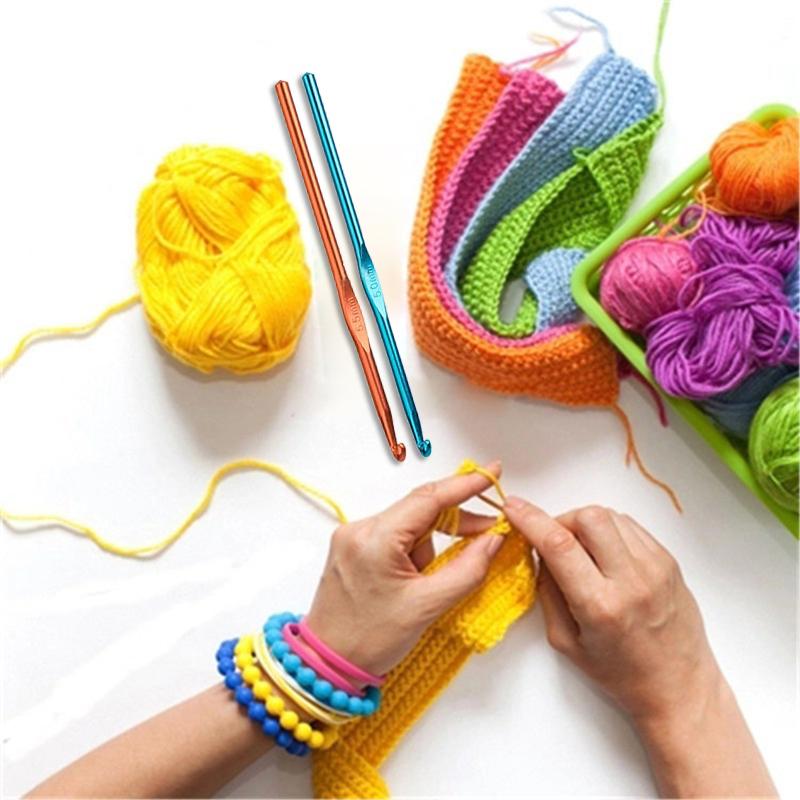 12/44/57/100pcs Set Crochet Hook Set With Yarn Knitting Needles Sewing Tools Set Knit Gauge Stitch Holder Hook For Knitting