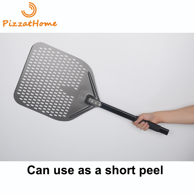 PizzAtHome New 44/46 Inch Aluminum Hard Coating Perforated Long Pizza Peel Rectangular Pizza Shovel Removable Paddle Pizza Tool