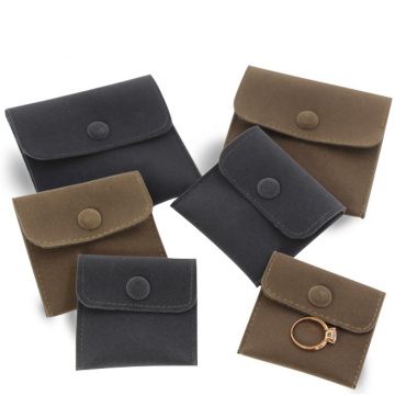 Envelope velvet Bags Velvet Jewelry Gift Packaging Pouch with Snap Fastener Dust Proof jewelry Storage coffee/grey