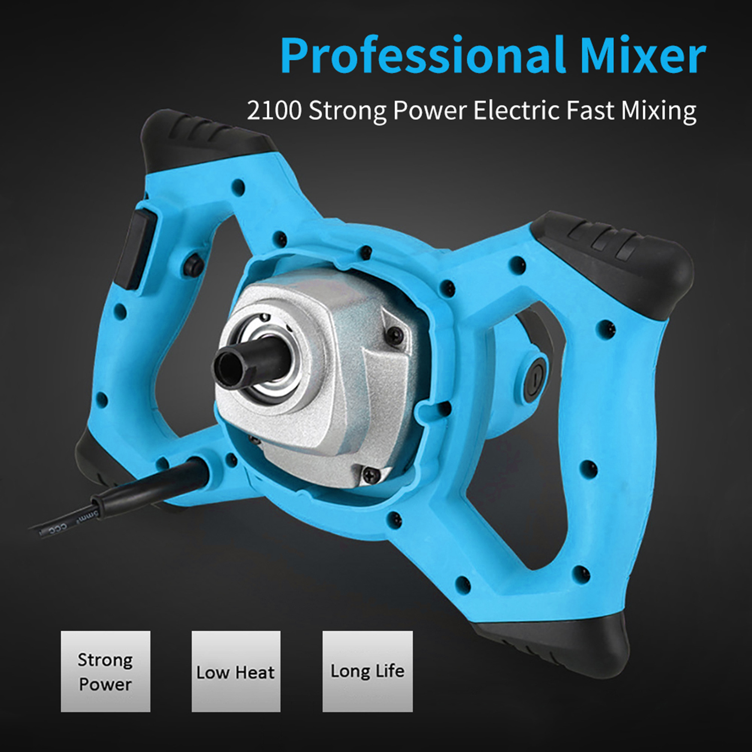 220V 2100W Electric Mixer Electric Cement Mixer Stirrer 50/60Hz 6-Speed Mixer Concrete Mixer for Mortars Paint Mud Grout 800rpm