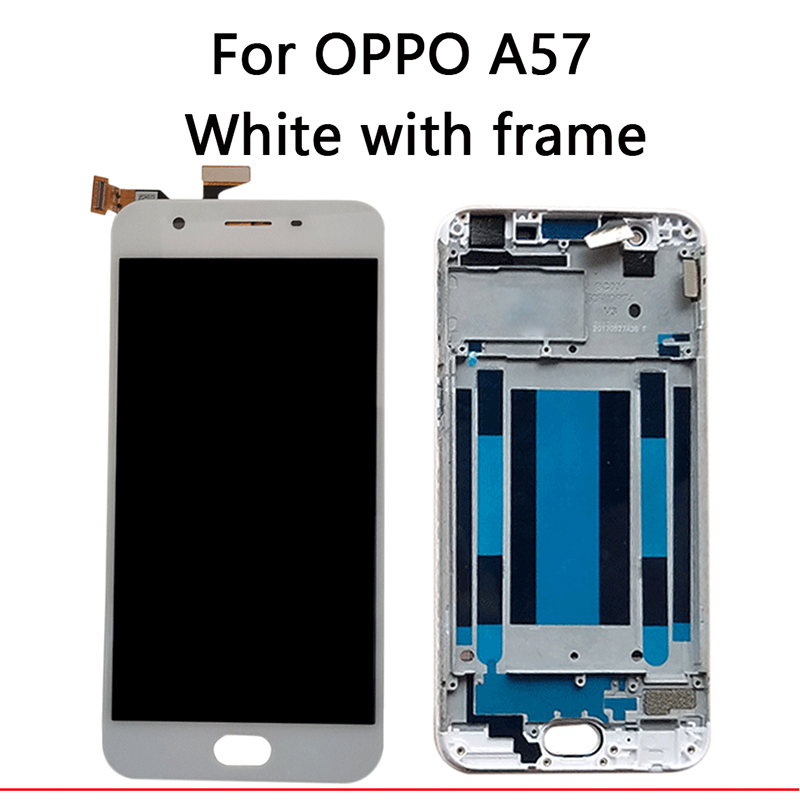 For 5.2 ″ 1280*720 OPPO A57 display in Mobile Phone LCDs A57t pantalla + Frame Digitizer Assem bly Parts AAA+screen LCD Modules