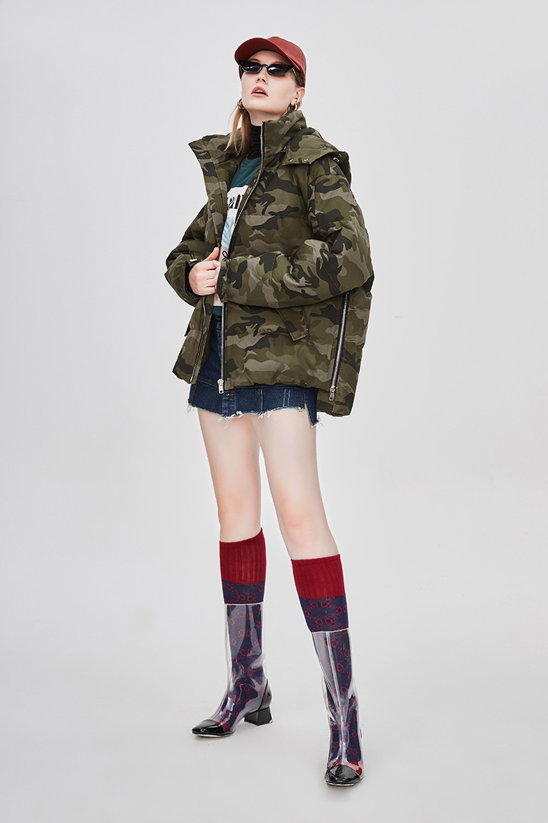 Loose Camouflage Hoodie Puff Jacket
