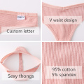 FINETOO Cotton Thongs Women Sexy V Waist G-String Comfortable Striped Thong Panties Women T-back Underpants M-XL Female Bikini