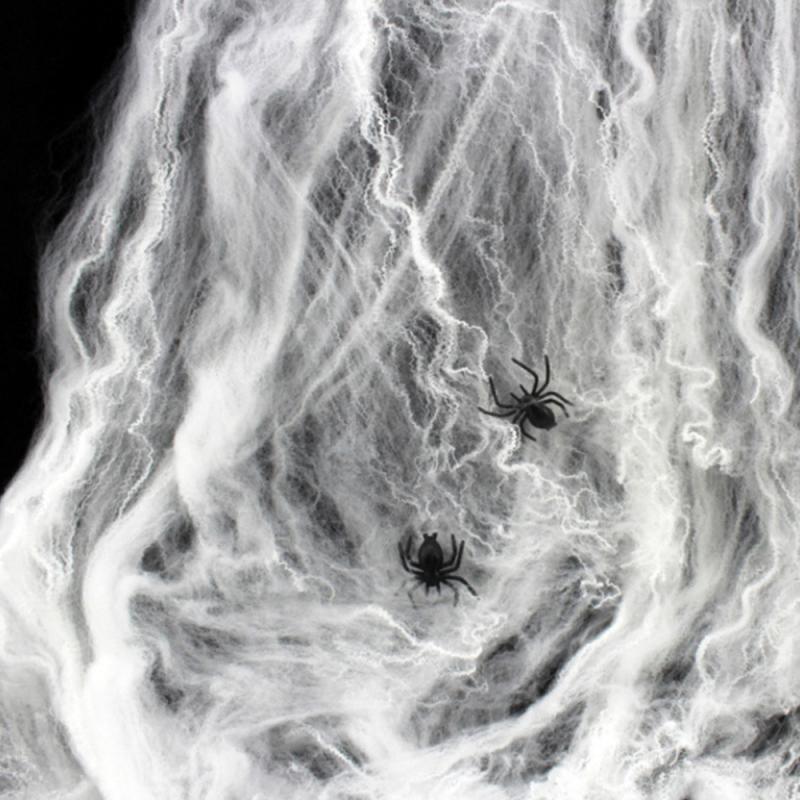 Halloween Scary Party Scene Props White Stretchable Cobweb Spider Web Horror Halloween Decoration For Bar Haunted House