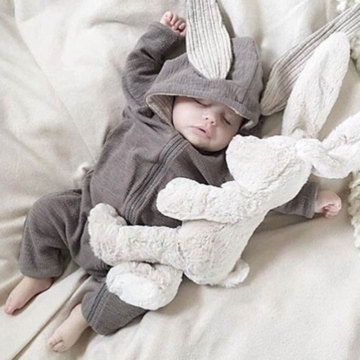 Cartoon Bunny Baby Hoodie Outfits Rompers Cotton Zipper Baby Rompers Spring Autumn Newborn One-Pieces Infant Costume 3-24 Months