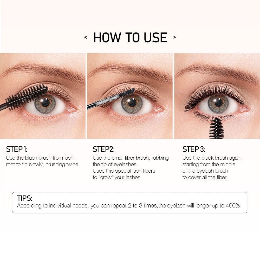 O.TWO.O Double Head 4D Silk Fiber Eyelash Mascara Waterproof Lash Remel Long Lasting Fast Dry Curling Lengthening Fiber Mascara