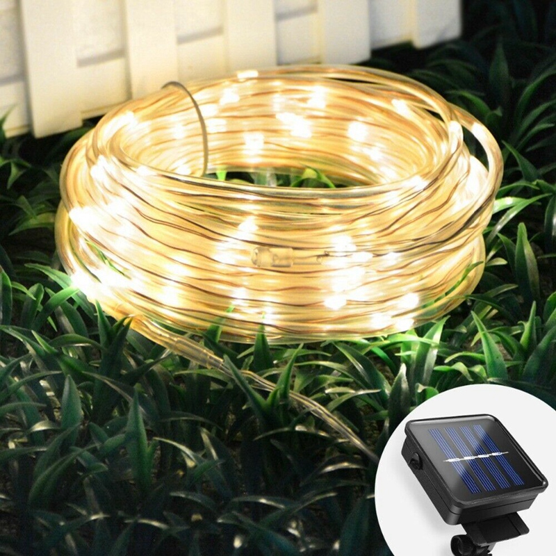 100 LEDs Solar String Light Waterproof Rope Tube Lights Outdoor Garden Tree Lamp