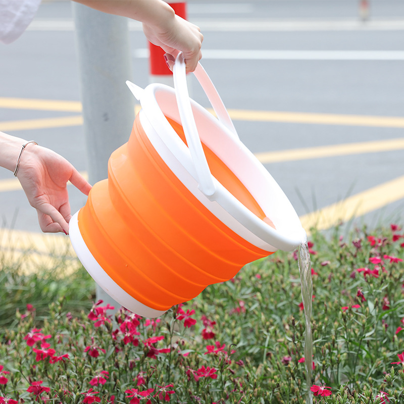 Foldable Retractable Silicone Watering Bucket Save Space Portable Bucket for Outdoor Hiking Picnic fishing Barbecue Travel