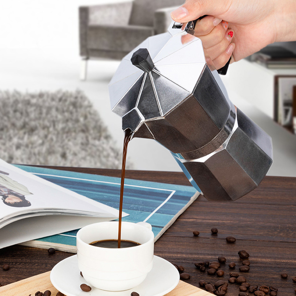 50/100/150/300/450/600ml Coffee Maker Pot Long Handle Espresso Percolators Stove Top Pot Kettle Aluminum Moka Pot Coffeeware