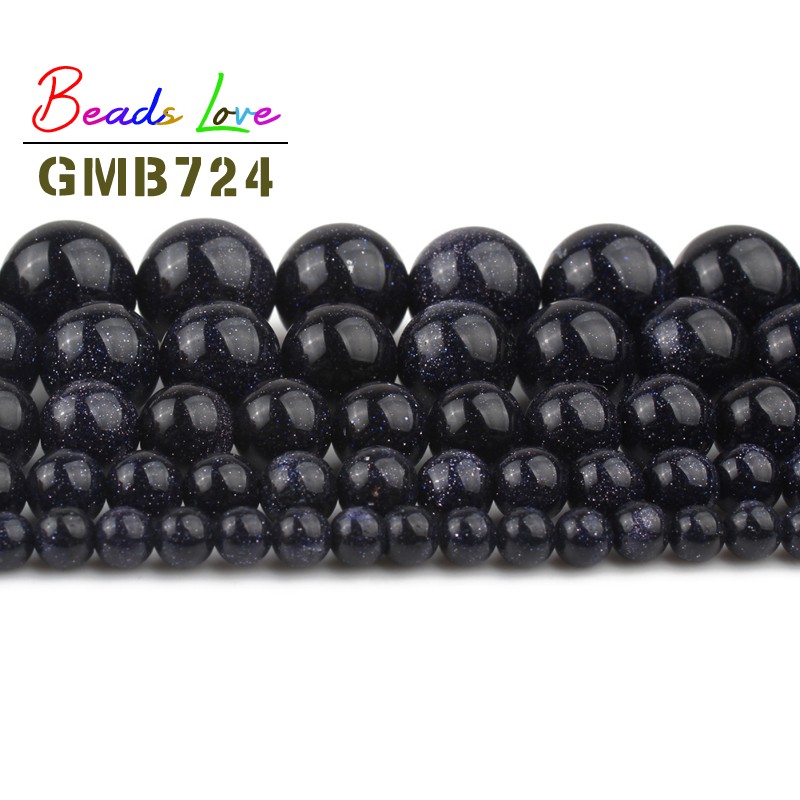 Natural Blue SandStone Round Loose Beads for Needlework Jewelry Making 4 6 8 10 12MM Diy Bracelet Necklace Accessories 15 Inch