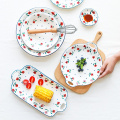 Ceramic Floral Pattern Plate Set Tableware Set Household Plate Rural Style Dish Plate Rice Bowl Soup Bowl Noodle Bowl Mug