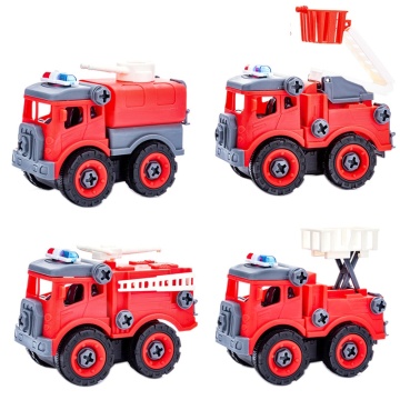 4PCS DIY Assembling Fire Truck Baby Engineering Car Toy Children Screw Boy Creative Tool DIY Disassembly Vehicles Toys