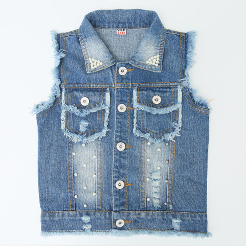 Girls Denim Vest 3-13Y Kids Cowboy Vest Waistcoat Sleeveless Jean Jackets Children Outerwear Spring Summer Clothes