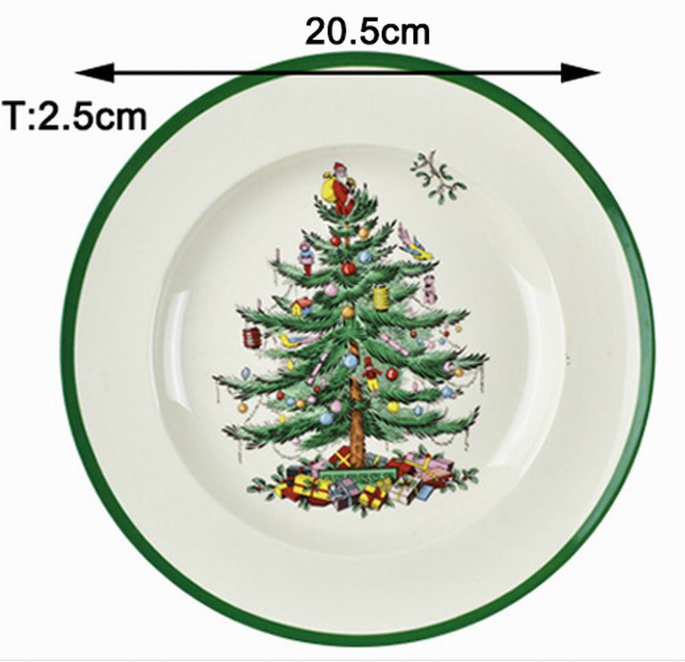1 pcs 8 inch European Christmas Tree Plate dinner plate Porcelain Dessert Plate Steak Salad Snack Cake Plates Tableware