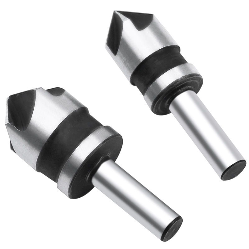 2pcs 5Flute Countersink Drill Bit HSS 82Degree Point Angle Chamfer Chamfering Cutter 1/4" Round Shank For Power Tool