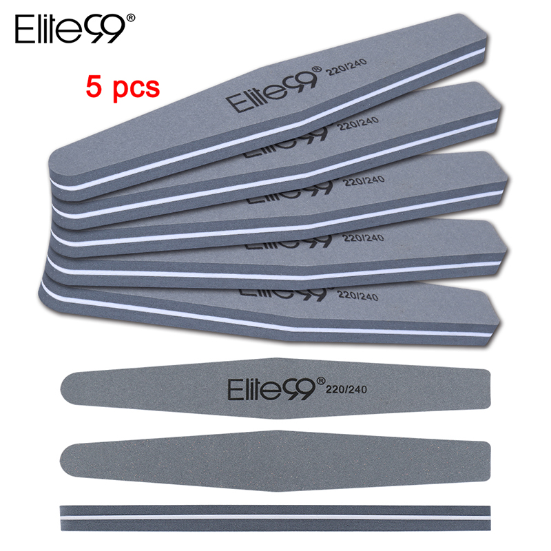 Elite99 5 x Nail Files Sanding 220/240 Curve Nail Art Sanding File Bar for Nail Art Tips Manicure Accesssories