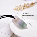 Natural crystal Purple green fluorite Crystal column Hexagonal Pendant crystal wand point Necklace Energy stone