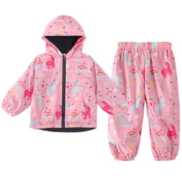 LZH Children Clothing 2021 Spring Girl Clothes Unicorn Raincoat Jacket+Pant Outfit Kids Clothes Girl Suit For Boys Clothing Set