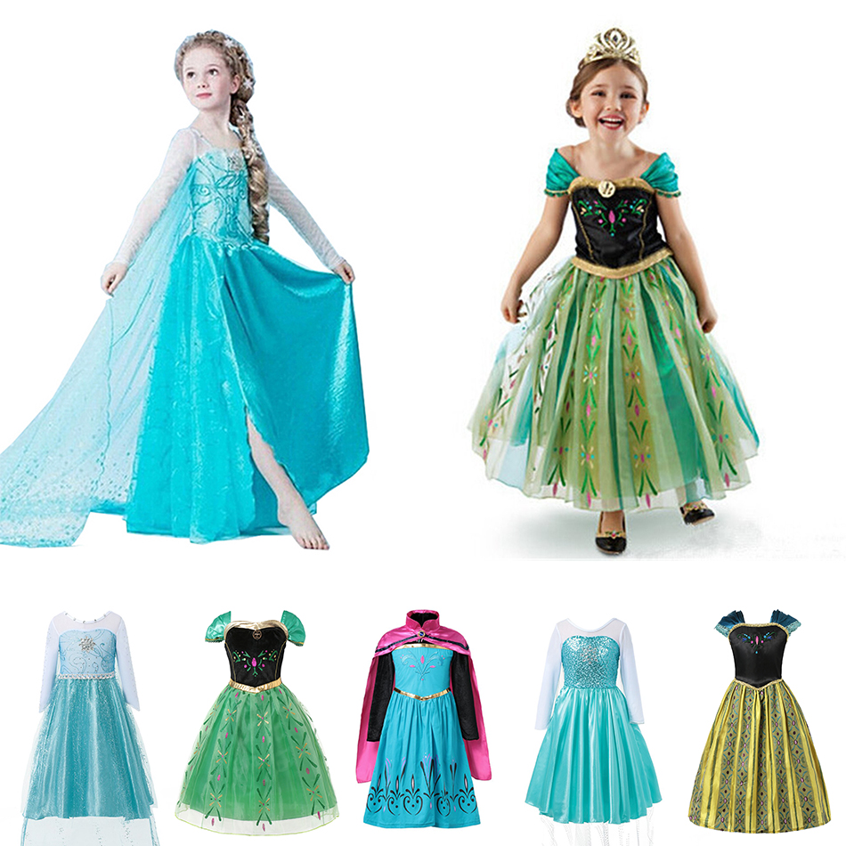 Anna Elza Girls Dress Cosplay Snow Queen Princess Dress For Girl Costume Baby Children Clothes Kids Halloween Party Elza Dress