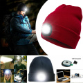 HOT SALES!!! Unisex Warm LED Light Battery Powered Beanie Hat Cap for Outdoor Hunting Camping Woolen Yarn Cap with flashlight