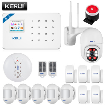 KERUI Home Security Alarm System W18 GSM WIFI Connection Mobile APP Receiving Color Screen Wireless Security Burglar Alarm Kit