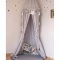 Yarn balls Kids Bed Canopy with Pom Pom Hanging/Mosquito Net for Baby Crib Nook Castle Game Tent Nursery Play Room Decor
