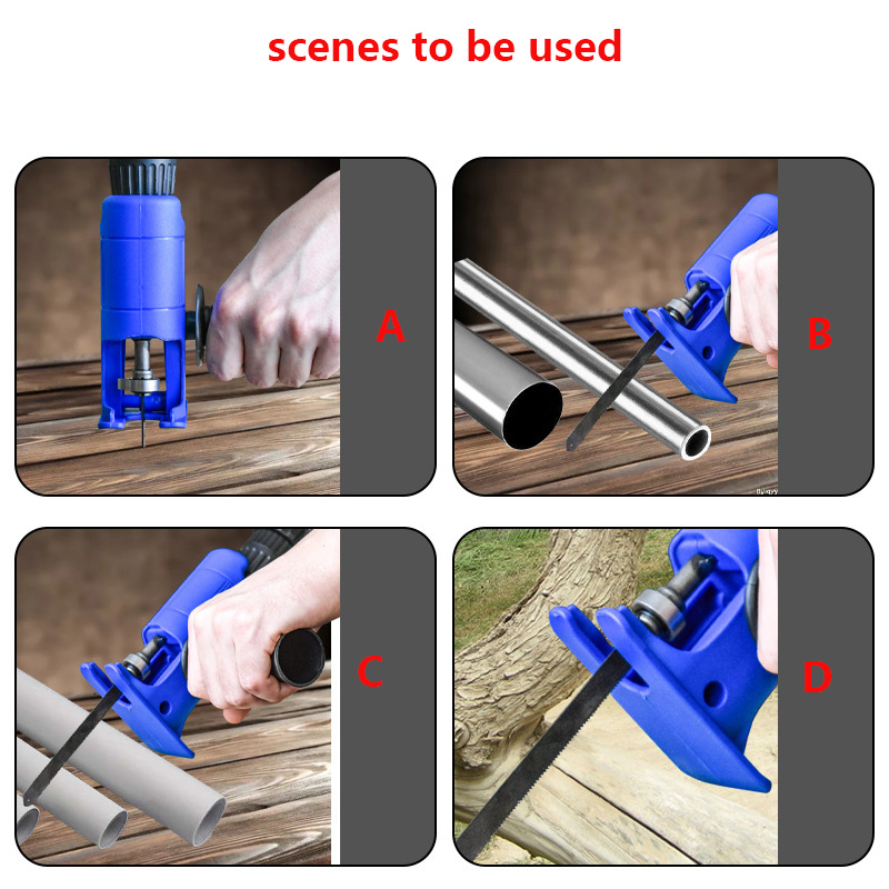 Reciprocating Saw Attachment Adapter Change Electric Drill Into Electric Saw Conversion Head for Wood Metal Cutting Power Tools