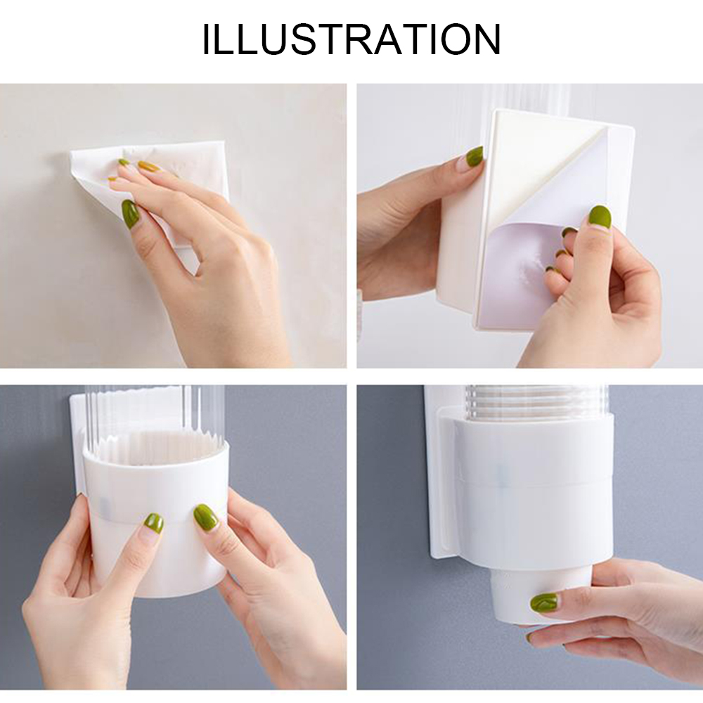 70 Cups Paper Cup Dispenser Plastic Cups Holder Disposable Automatic Holder Dustproof Free Punching Paper Cup Rack