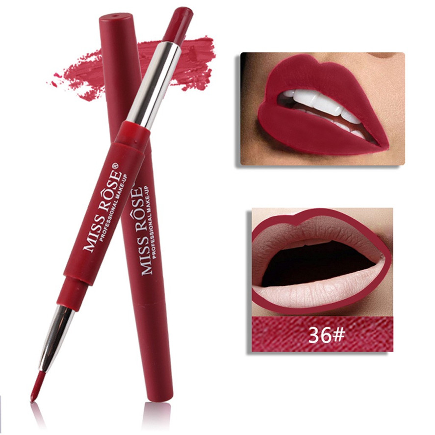 New Brand Sexy Lipliner MISS ROSE 1PC Waterproof Double-end Lasting Lipliner Lip Liner Stick Pencil 6 Colors Dec25#30