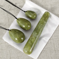 Natural Green Jade Yoni Eggs Drilled Pleasure Wand Helu Jade Massager Kegel Exercise Vaginal Ben Wa Ball Guasha Massage Stone