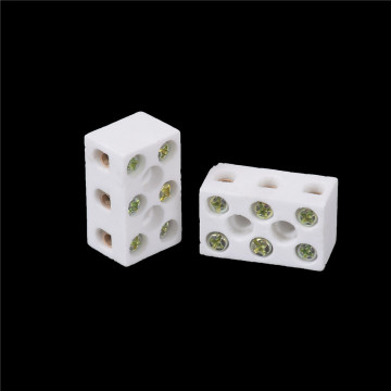 2 Pcs Ceramic Terminal Block 15A 3 Way 6 Hole Connector Porcelain Ceramic Terminal Blocks