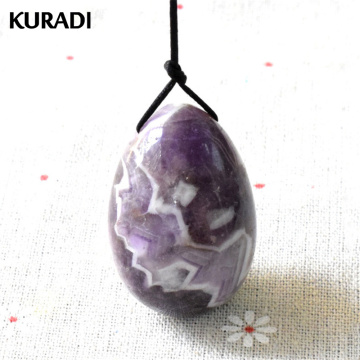 Drilled Natural Amethyst Purple Quartz Yoni Egg Pelvic Kegel Exercise Jade Tightening Vaginal Muscle Crystal Ball Massage Stone