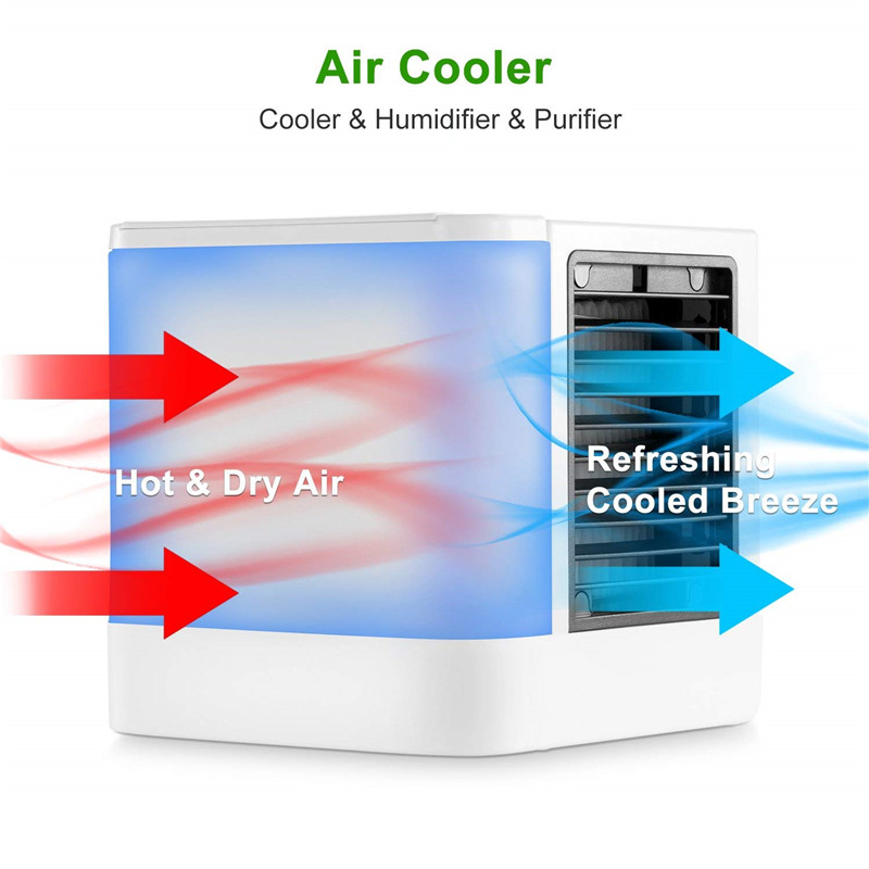 2020 New USB Humidifiers Mini Air Conditioners Electric 7 Colors Light Portable Space Air Cooler Table Fans Device Refrigerating