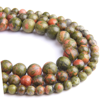 Natural green red Unakite genuine Stone beads 6mm 8mm 10mm Loose spacer Beads Accessories For women Jewelry Making diy bracelet