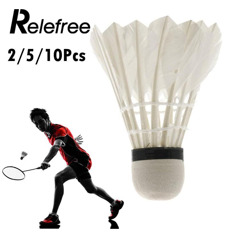Relefree 5 Pcs Professional Badminton Balls Portable White Goose Feather Training Badminton Ball Shuttlecocks Sports Accessories