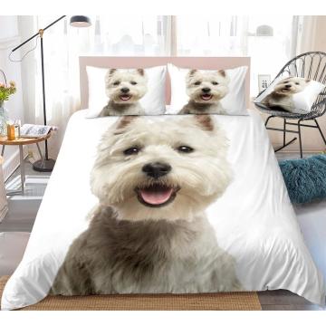 3D Dog Duvet Cover Set West Highland White Terrier Bed Set White Bedding Kids Boys Girls Cute Pet Quilt Cover 3pcs Dropship